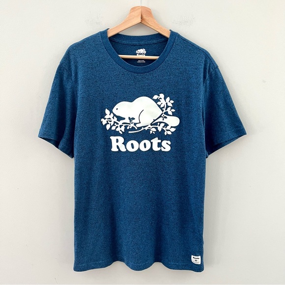 Roots Shirts Roots Canada Felt Texture Logo Graphic Tee Large